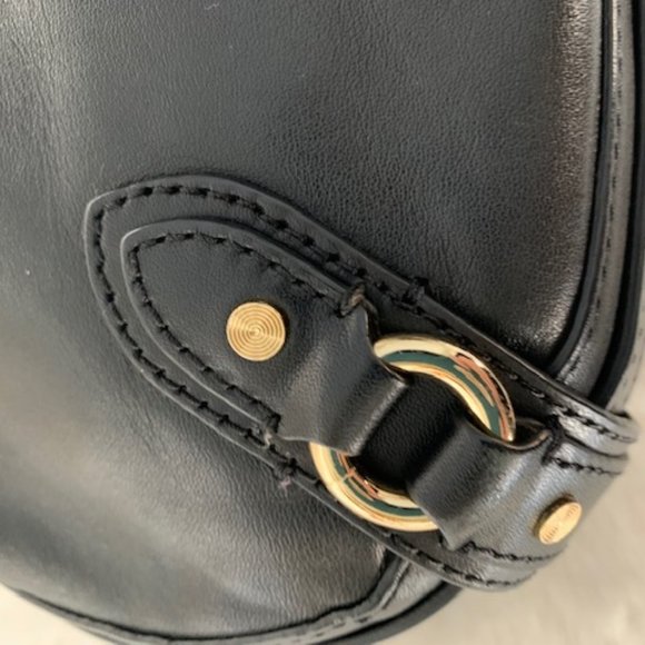 Cole Haan Black Leather Bag with Gold Accents RARE - Picture 5 of 14